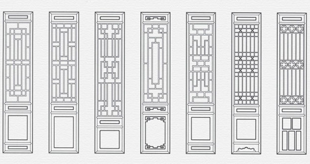 同仁常用中式仿古花窗图案隔断设计图